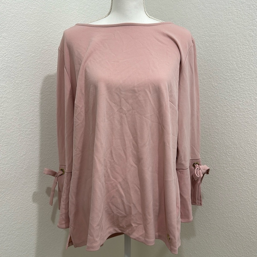 Anne Klein Blush Pink Tie Sleeve Blouse size XL